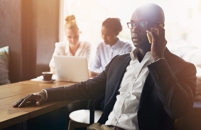 a business man on phone