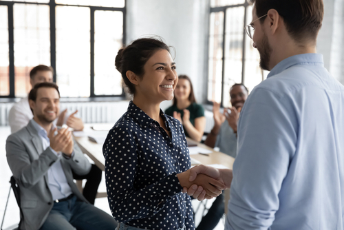 Manager encouraging employee